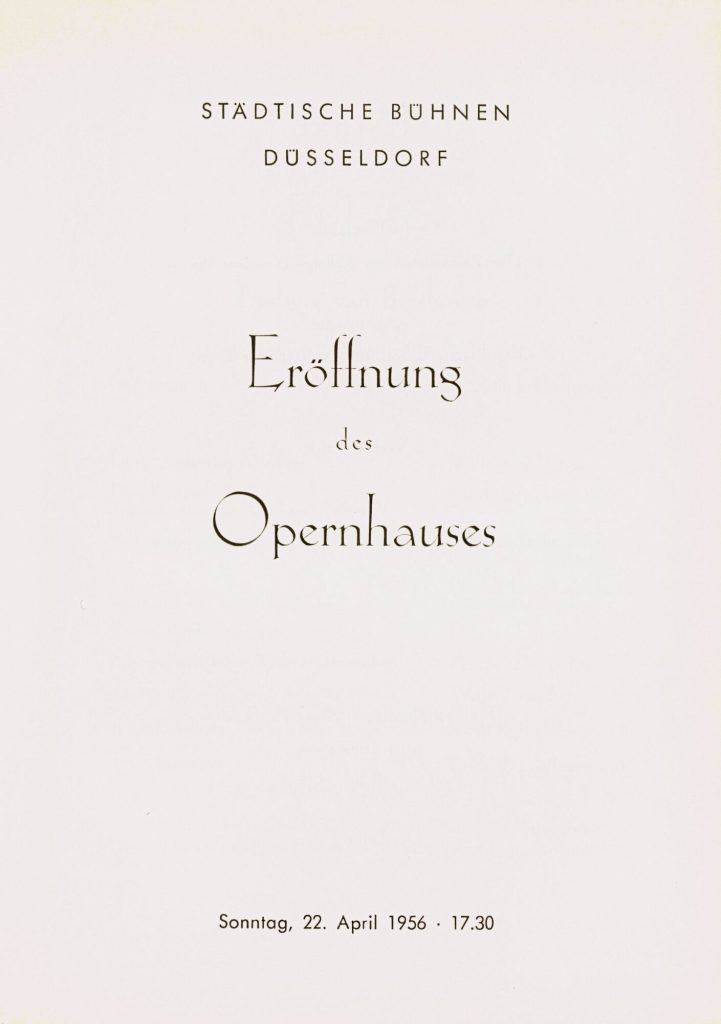 Programm Eröffnung des Opernhauses (in Düsseldorf), 22. April 1956