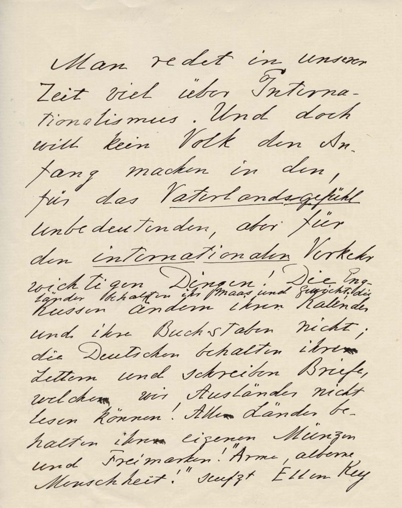 Albumblatt von Ellen Key