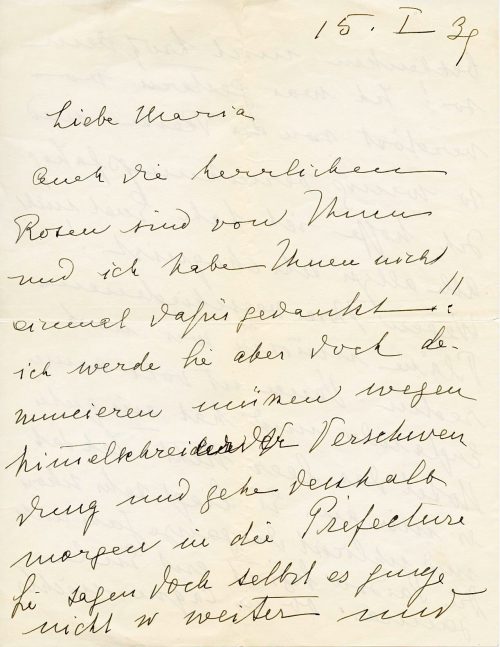 Brief von Annette Kolb an Marie Börner, 1. Seite
