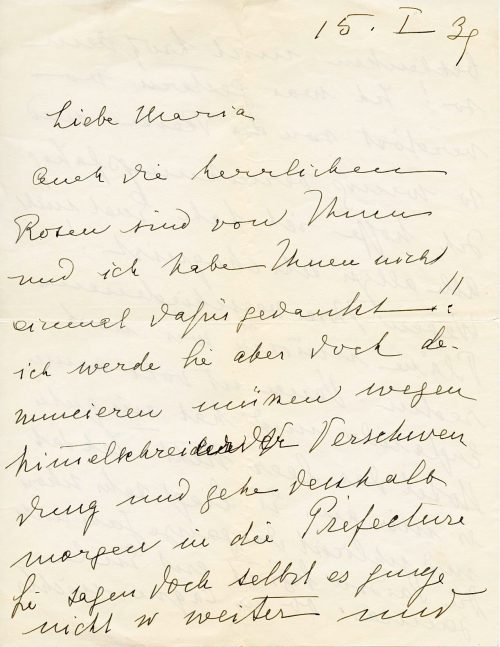 Brief von Annette Kolb an Marie Börner, 1. Seite