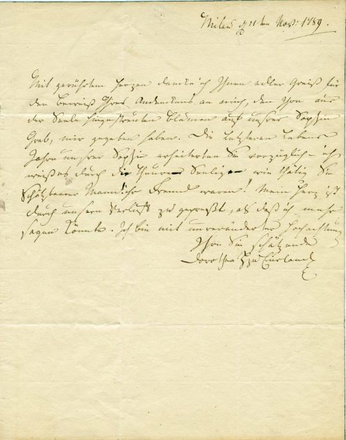 Brief von Dorothea von Kurland an Johann Wilhelm Ludwig Gleim