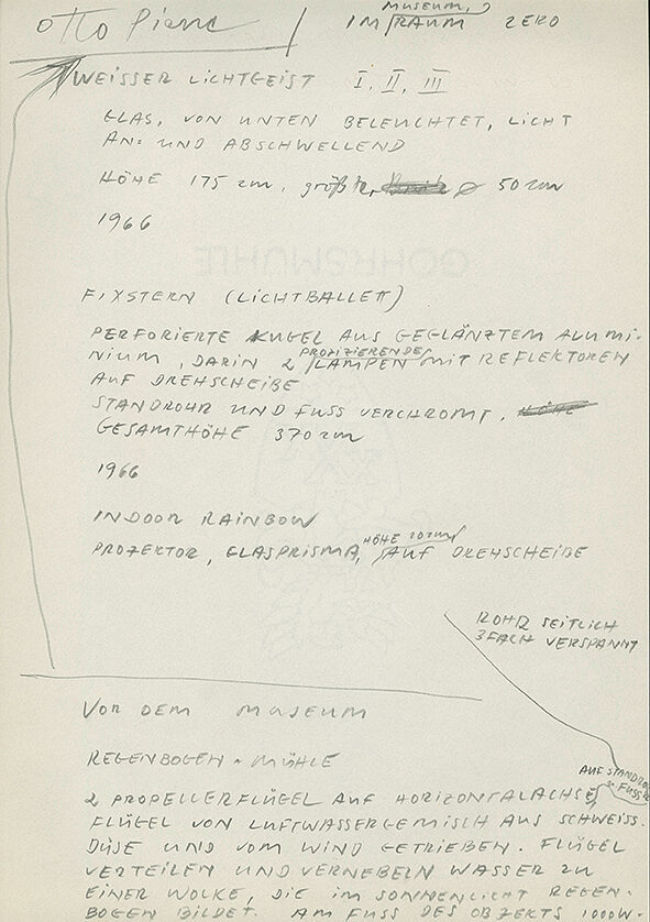 Werkliste von Otto Piene