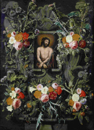 Blumenstillleben mit Ecce homo