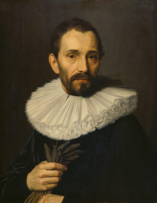 Abraham de Vries (Künstler*in), Bildnis eines Mannes, Handschuhe haltend, leicht nach links, ca. 1625–1650