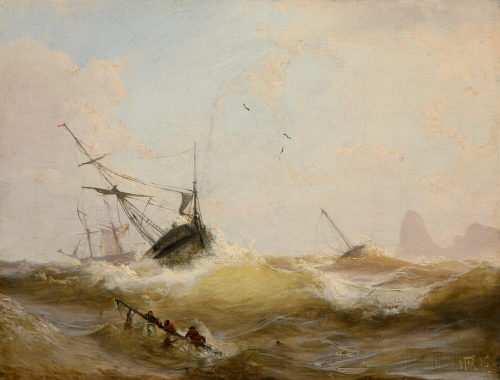 Andreas Achenbach (Künstler*in), Marine, Schiffe auf sturmgepeitschter See, 1836