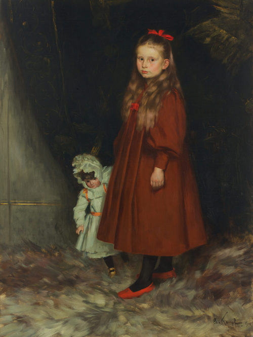 Arthur Kampf (Künstler*in), Bildnis der Marie-Jeanne Jernberg mit Puppe, 1894