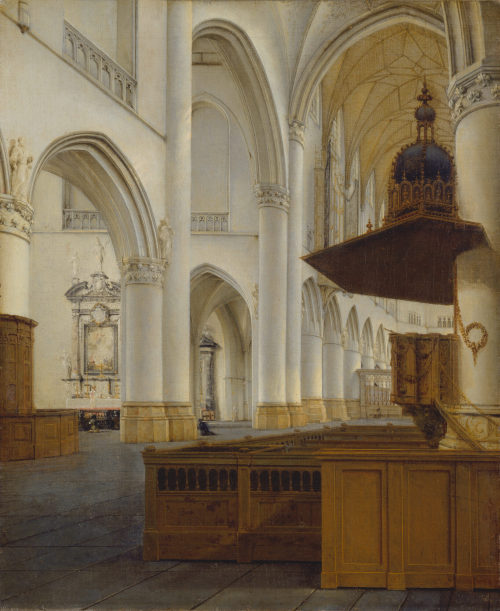 Isaak van Nickelen (Künstler*in), Interieur einer gotischen Kirche, nach 1680