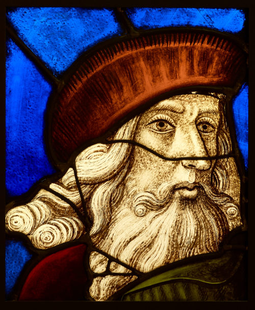 Hermann Pentelynck (Künstler*in), Glasmalerei mit einem der Hl. Drei Könige aus dem Kölner Dom, ca. 1510