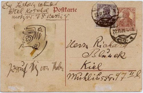 Postkarte von Else Lasker-Schüler an Richard Blunck, Vorderseite