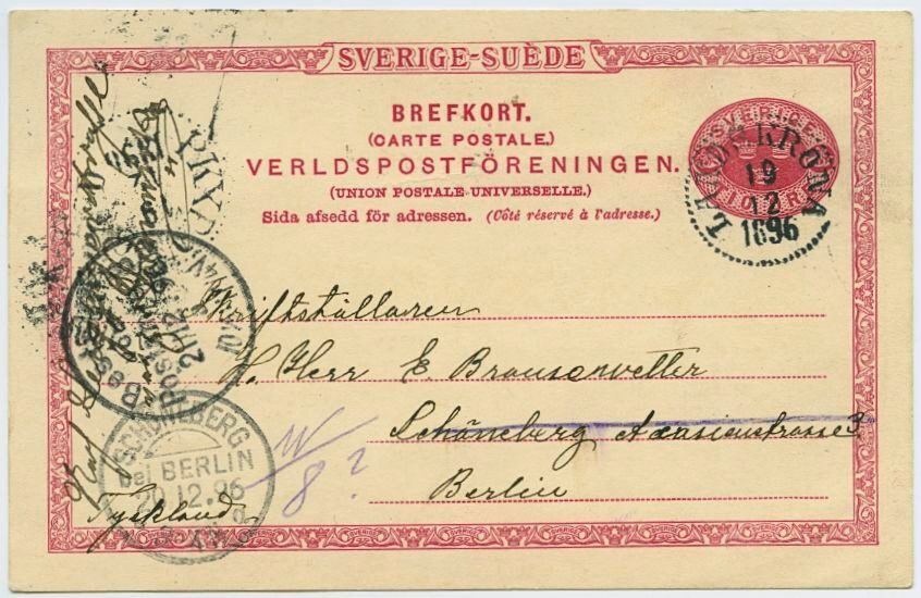 Briefkarte von Selma Lagerlöf an Ernst Brausewetter, Vorderseite