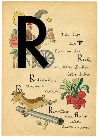 Buchstabe R (aus: Lehrreich und nett von A bis Z. Bilder und Reime von Adolf Uzarski)