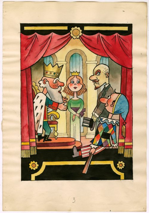 Adolf Uzarski (Künstler*in), Seite 3: Das Kasperle-Bilderbuch. Prinzessin Tausendschön. Bilder von Adolf Uzarski. Verse von Heinrich Maria Denneborg, 1947-1948