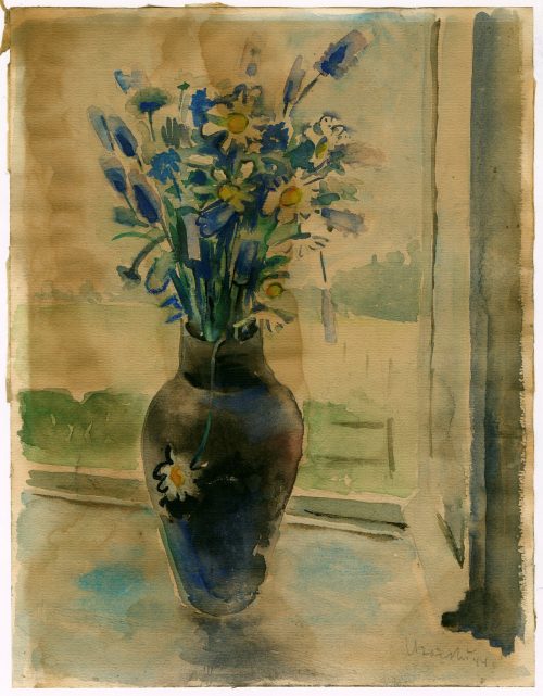 Adolf Uzarski (Künstler*in), Stillleben mit Blumenvase, 1944