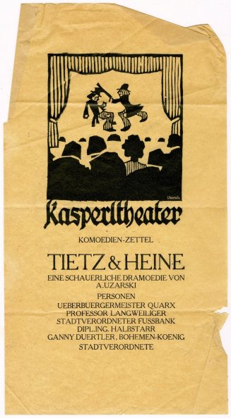 Kasperletheater, Komödien-Zettel Tietz & Heine. Eine Schauerliche Dramoedie von A. Uzarski