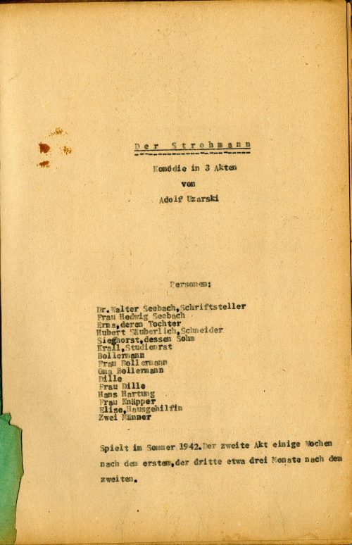 Adolf Uzarski (Autor*in), Der Strohmann. Komödie in 3 Akten, ohne Jahr