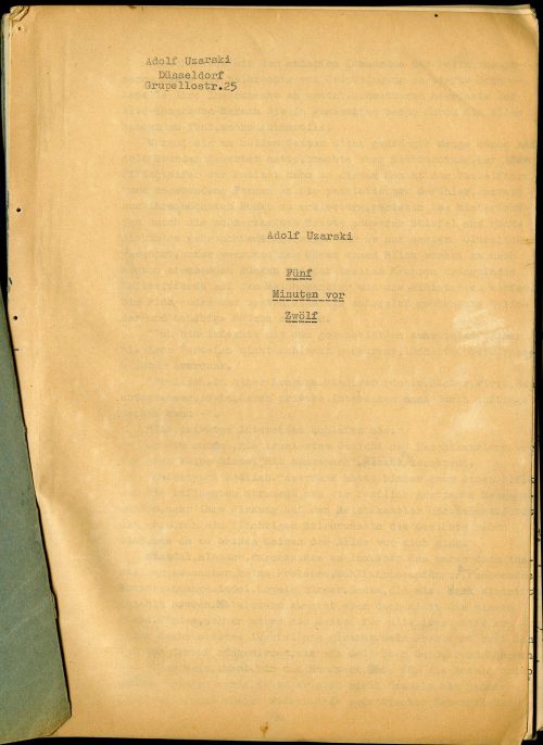 Adolf Uzarski (Autor*in), Fünf Minuten vor Zwölf. Ein Roman, ohne Datum