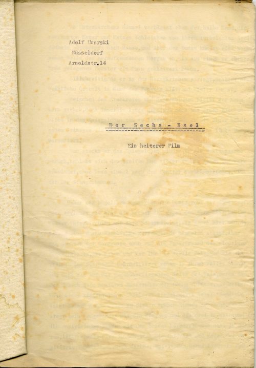 Adolf Uzarski (Autor*in), Der Sechs-Esel. Ein heiterer Film, ohne Datum