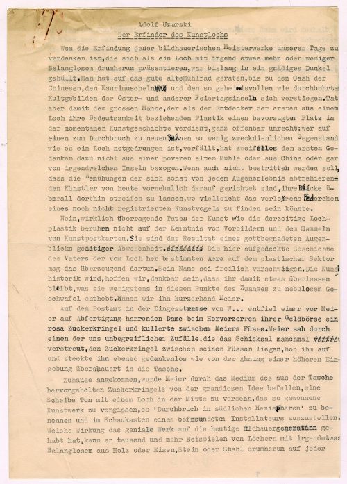 Adolf Uzarski (Autor*in), Der Erfinder des Kunstlochs, ohne Datum