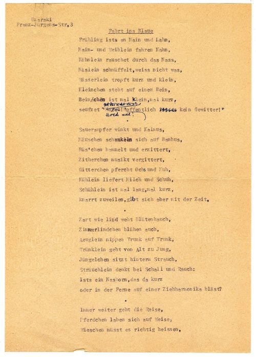 Adolf Uzarski (Autor*in), Fahrt ins Blaue, ohne Datum