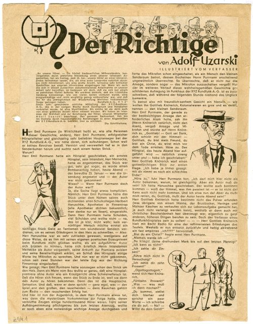 Adolf Uzarski (Autor*in), Zeitungsausschnitte: Der Richtige. von Adolf Uzarski (außerdem auf den Rückseiten: der Querulant, Angler am Rhein etc.), vermutlich nach 1941