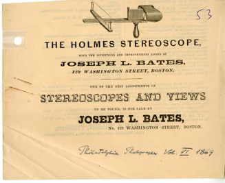 Werbeanzeige für The Holmes Stereoscope, 1869