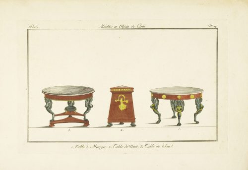 Pierre de La Mésangère (Herausgeber*in), 1. Table à Manger. 2. Table de Nuit. 3. Table de Jeu., 1802