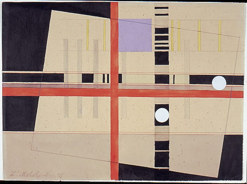 László Moholy-Nagy (Künstler*in), Rotes Kreuz und weiße Kugeln, 1921