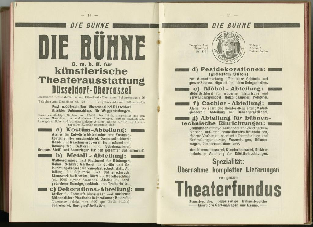 Annonce »DIE BÜHNE GmbH«, in: "Neuer Theater-Almanach", Hrsg. Genossenschaft Deutscher Bühnen-A ...