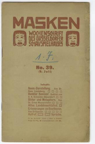 Titelblatt "Masken". Halbmonatsschrift des Düsseldorfer Schauspielhauses, 1. Jg (1905/06)