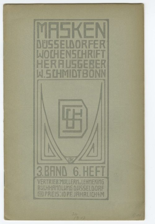 Titelblatt Zeitschrift "Masken. Halbmonatsschrift des Düsseldorfer Schauspielhauses" 3. Jahrgan ...