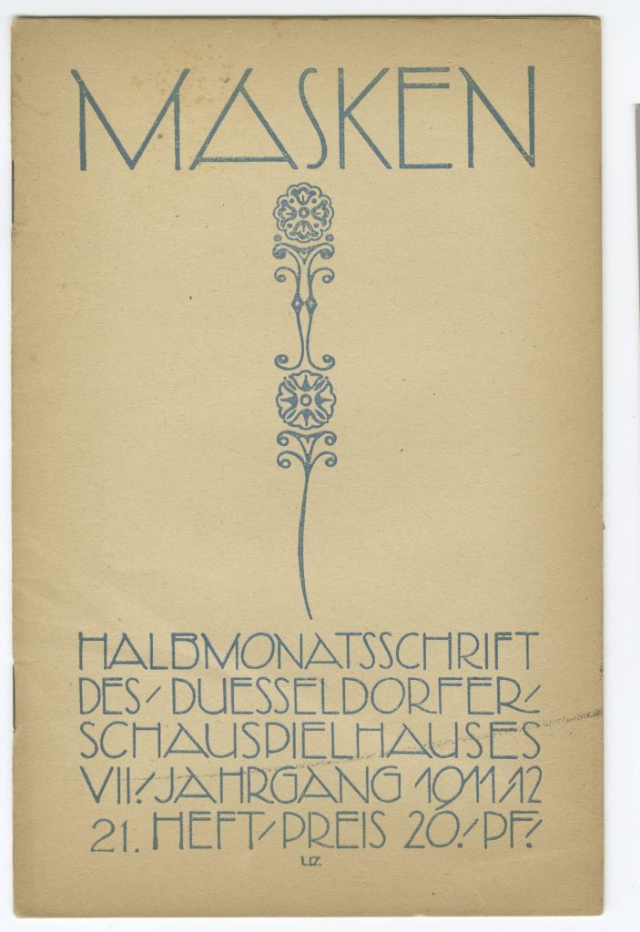 Titelblatt Zeitschrift "Masken.Halbmonatsschrift des Düsseldorfer Schauspielhauses". Jahrgang 7 ...