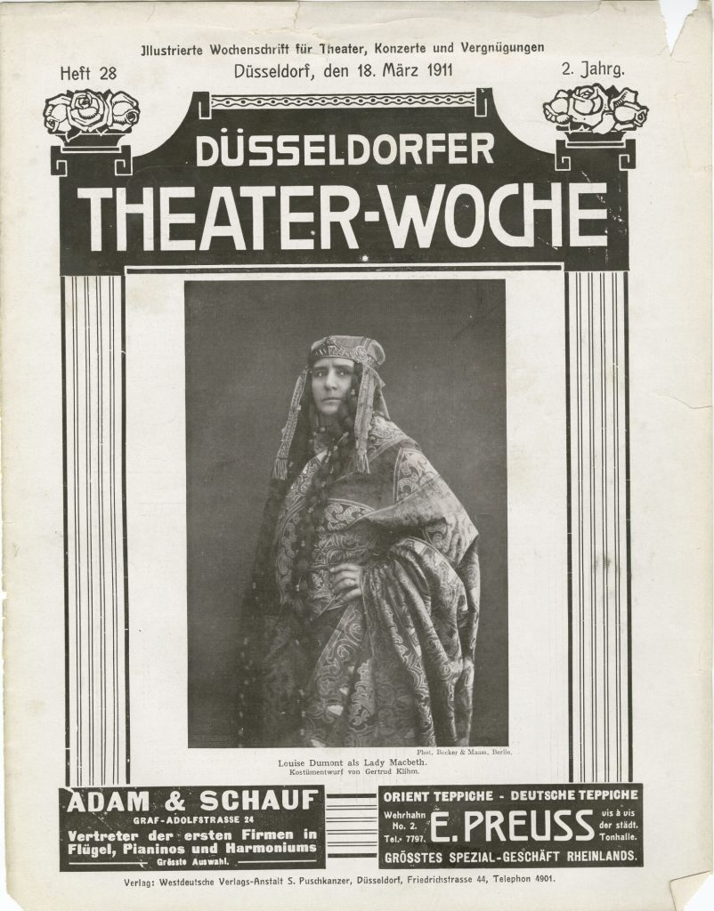 Louise Dumont als Lady Macbeth. Titelbild der Düsseldorfer Theater-Woche vom 18. März 1911