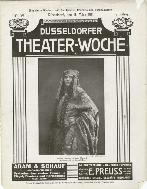 Louise Dumont als Lady Macbeth. Titelbild der Düsseldorfer Theater-Woche vom 18. März 1911