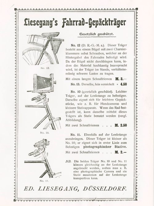 Foto von Werbeblatt zu Liesegangs Fahrrad-Gepäckträger