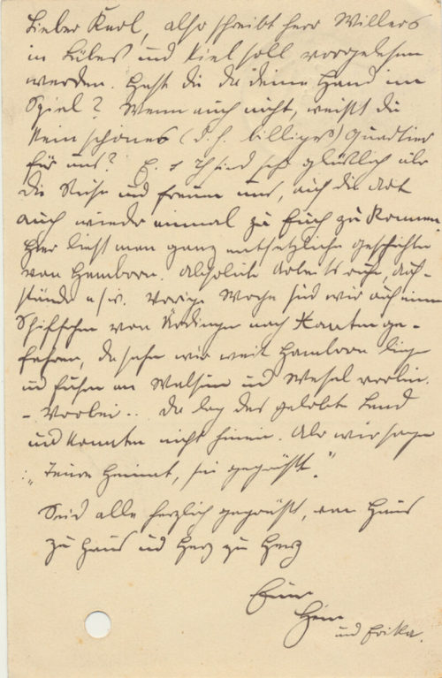 Heinrich Lersch (Absender*in), Korrespondenz von Heinrich Lersch an Karl Koethke, 15.08.1919