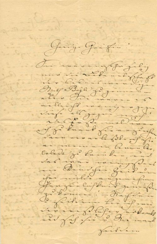 Brief von Henriette Paalzow an Unbekannt, 1. Seite