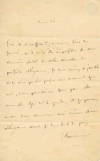 Brief von Julie Récamier an Auguste-Hilarion Keratry