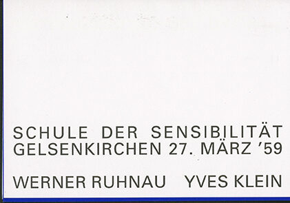 Werner Ruhnau (Erwähnt), Karte "Schule der Sensibilität", Gelsenkirchen, 27. März 1959, ohne Datum (1990)