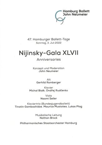 Programmheft (Umschlag) zu "Nijinsky-Gala XLVII" im Rahmen der 47. Ballett-Tage am 3. Juli 2022 ...