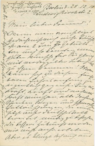 Brief von Gabriele Reuter an Heinrich Steinitzer, Dezember 1918, 1. Seite