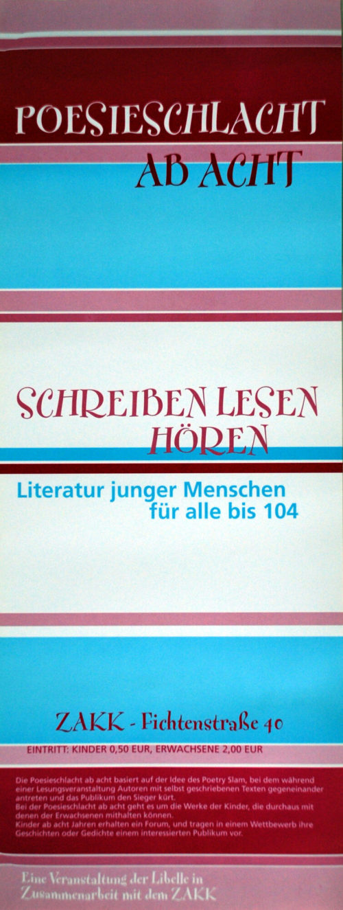 Plakat "Poesieschlacht ab Acht"