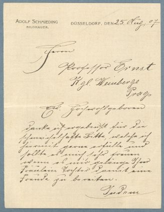 Brief von Adolf Schmieding an Professor Ernst