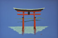 Ulrich Helbig, Die Blauen, Titel: RED TORII, Format: 100 x 150 cm, Technik: Öl auf Hartfaser, 2 ...