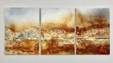 Transformation 4-6, Friederike Zech, Oxidation mit Eisenspäne, Öllasuren auf Steinpapier, 70 x  ...