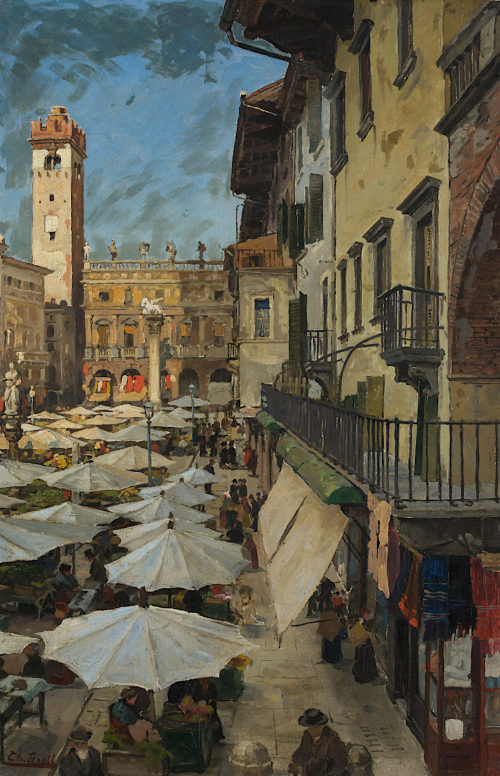 Theodor Groll (Künstler*in), Markt in Verona, ca. 1891