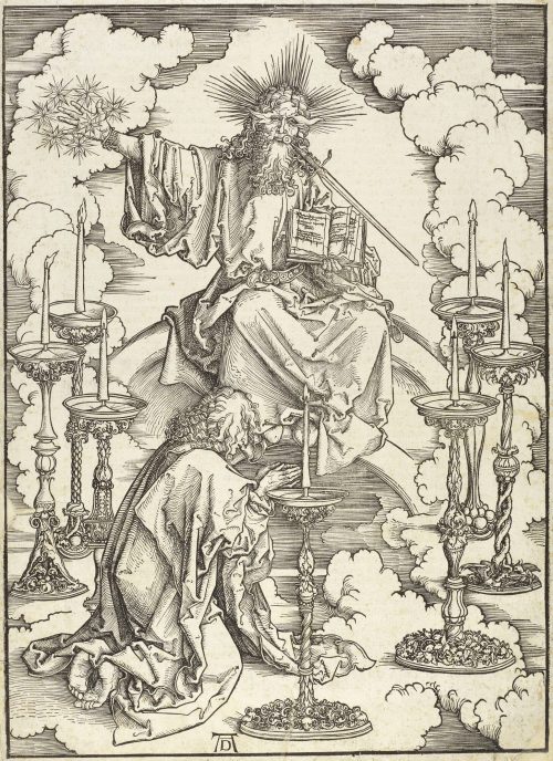 Albrecht Dürer (Künstler*in), Johannes erblickt die sieben Leuchter, 1498