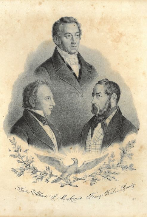 Uhland, Arndt und Gaudy, Lithographie