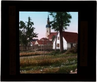 Glasdia, Kirche im Lübenau im Spreewald, Anfang 20. Jahrhundert