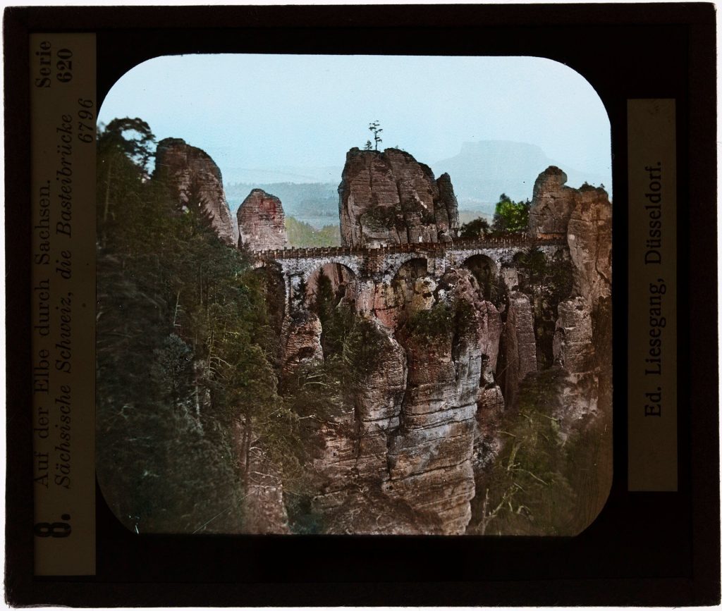 Glasdia, Sächsische Schweiz, die Basteibrücke, Anfang 20. Jahrhundert