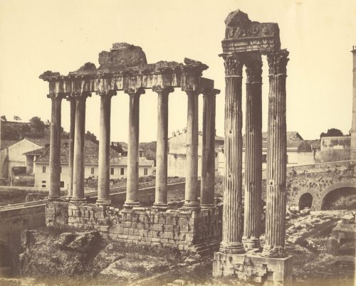 Unbekannt (Künstler*in), Ohne Titel (Forum Romanum mit Tempel des Saturn und Vespasianstempel, Rom), 1860–1869